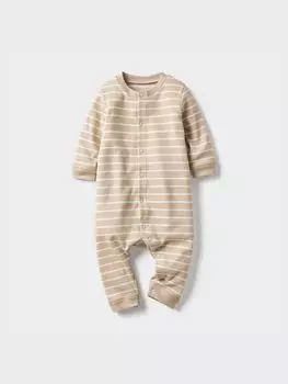 Комбинезон для новорожденного в рубчик, в полоску Uniqlo, цвет 31 бежевый