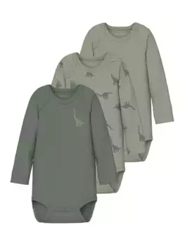 Комбинезон для сна Name It "NBMBODY 3P LS GREEN DINO NOOS" (упаковка, 3 шт.), зеленый