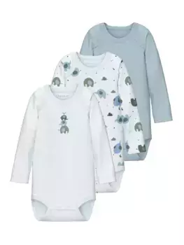 Комбинезон для сна Name It "NBMBODY 3P LS BABY ELEPHANT NOOS" (упаковка, 3 шт.), цвет Baby Blue