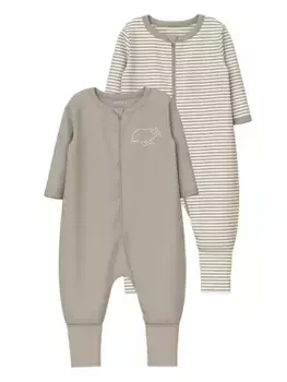 Комбинезон для сна Name It "NBNNIGHTSUIT 2P ZIP FF Y/D CORE 2 NOOS" (упаковка, 2 шт.), цвет Pure Cashmere