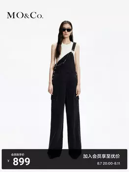 Комбинезон джинсовый Moco 2024 с карманами и высокой талией, черный