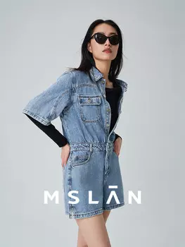 Комбинезон джинсовый MSlan в стиле ретро, синий