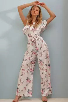 Комбинезон - Ecru - Классический крой Trend Alaat Stili, экрю