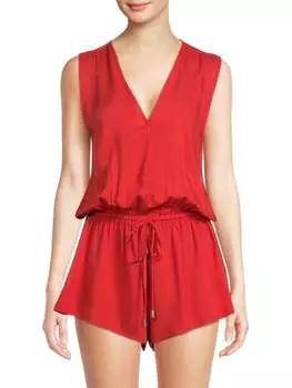 Комбинезон Elan с кулиской и v-образным вырезом, coral