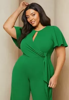 Комбинезон FLUTTER SLEEVE TIE SIDE WIDE LEG Lipsy, зеленый