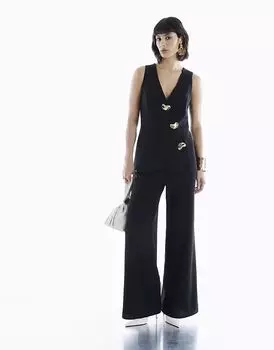 Комбинезон-гибрид River Island Waistcoat черного цвета