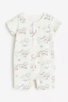 Комбинезон H&M Patterned Pajama, белый/мультиколор