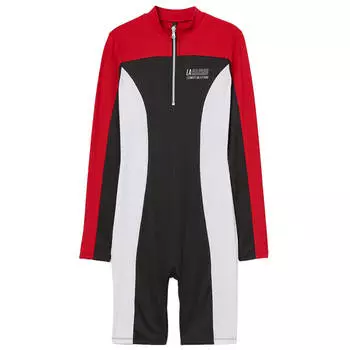 Комбинезон H&amp;M Ribbed Unitard, черный/мультиколор