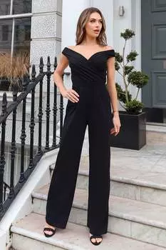 Комбинезон Hadley с вырезом и открытыми плечами Sistaglam, черный