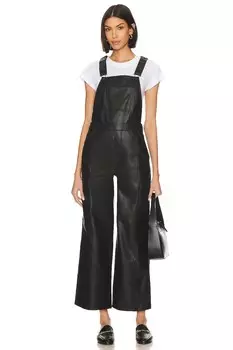 Комбинезон Hudson Jeans Utility Faux Leather Wide Leg Overall, черный