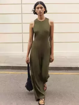 Комбинезон HUSH Sandy Fluid Wide Leg, темно-зеленый