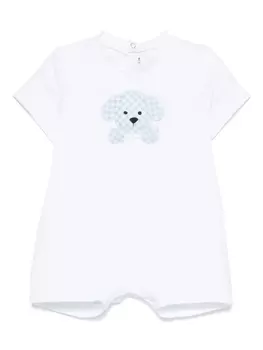 Комбинезон Il Gufo из жатого хлопка с принтом щенков, белый