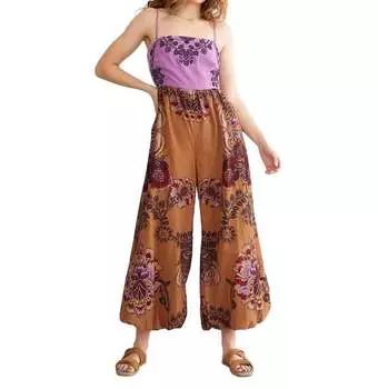Комбинезон Indio Sun Wide Leg в золотистом цвете Free People, цвет golden combo