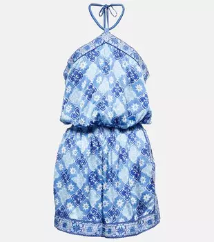 Комбинезон Isabelle с вырезом халтер и принтом POUPETTE ST BARTH, синий