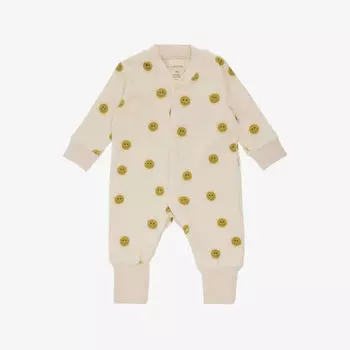 Комбинезон из эластичного органического хлопка с графическим принтом «смайлик» для 0–12 месяцев Claude & Co, цвет oat