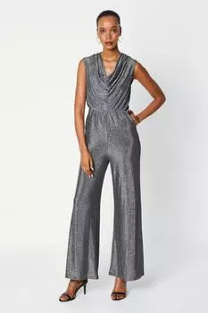 Комбинезон из блестящего джерси с воротником-хомутом Debenhams, серебро