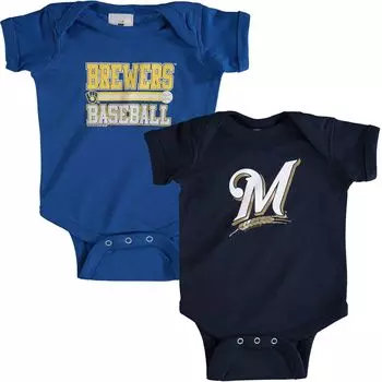 Комбинезон из двух предметов, мягкий, как виноградный темно-синий/Royal Milwaukee Brewers для новорожденных и младенцев Unbranded