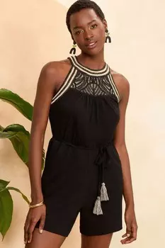 Комбинезон из джерси с лямкой через шею Love & Roses, черный