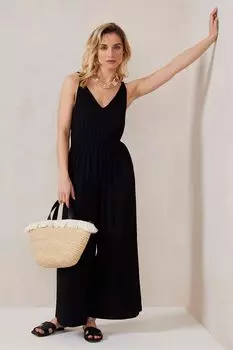 Комбинезон из джерси с узлом Mint Velvet, черный