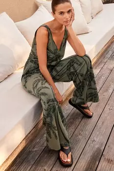 Комбинезон из джерси с V-образным вырезом Next, зеленый