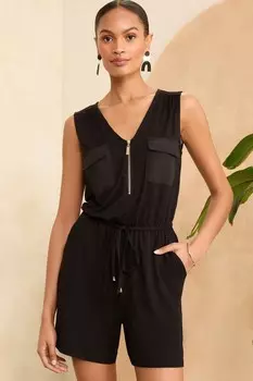 Комбинезон из джерси с застежкой молнией Love & Roses, черный