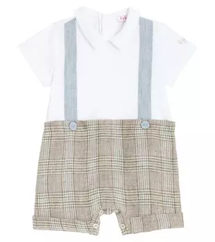 Комбинезон из джерси в клетку Baby Il Gufo, коричневый