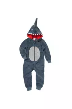 Комбинезон из флиса с изображением акулы Animal Crazy, серый