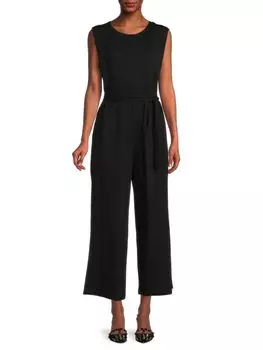 Комбинезон из френч-терри с завязкой на талии Max Studio, черный