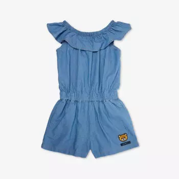 Комбинезон из хлопка и льна с принтом логотипа toy bear для 4–12 лет Moschino, синий