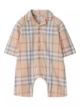 Комбинезон из хлопка в клетку Burberry Kids, нейтральный