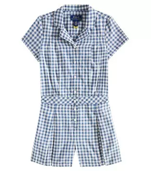 Комбинезон из хлопка в клетку Polo Ralph Lauren Kids, цвет blue deckwash white