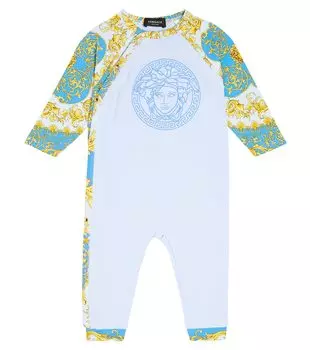 Комбинезон из хлопкового джерси baby barocco Versace Kids, синий