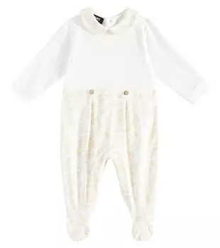 Комбинезон из хлопкового джерси Baby Barocco Versace, белый