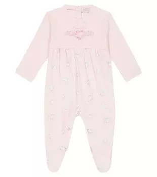 Комбинезон из хлопкового джерси с детским принтом Monnalisa, розовый