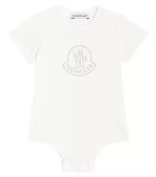 Комбинезон из хлопкового джерси с детским принтом Moncler Enfant, розовый