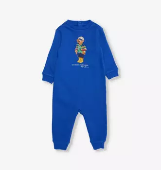 Комбинезон из хлопковой смеси для мальчика с рисунком «поло-медведь» Polo Ralph Lauren, синий