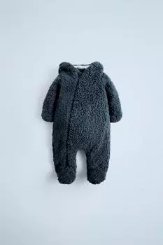 Комбинезон из искусственной овчины ZARA, цвет Petrol blue