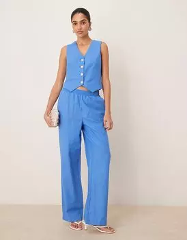 Комбинезон из льна YAS с широкими штанинами в цвете «Прованс-синее»