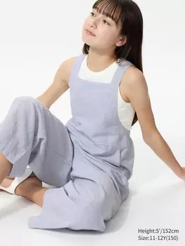 Комбинезон из льняной смеси полосатый Uniqlo, цвет 65 синий
