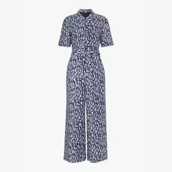 Комбинезон из льняной ткани с короткими рукавами и леопардовым принтом Whistles, синий