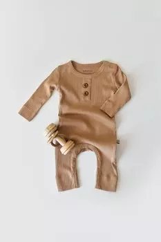 Комбинезон из модала с длинными рукавами BabyCosy Organic Wear, коричневый