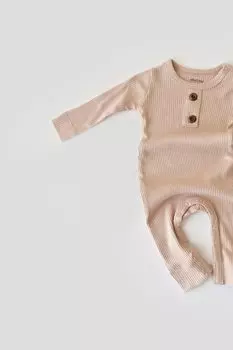 Комбинезон из модала с длинными рукавами BabyCosy Organic Wear, пудрово-розовый