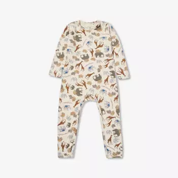 Комбинезон из органического эластичного хлопка с анималистическим принтом 12–24 месяца Konges Slojd, слоновая кость