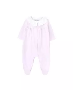Комбинезон из органического хлопка для девочки с рюшами на шее KNOT, розовый