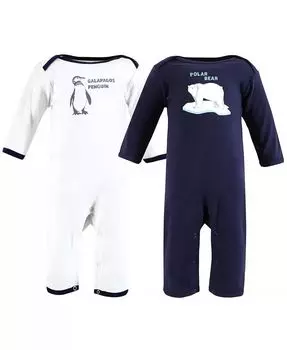 Комбинезон из органического хлопка для маленьких мальчиков, белый медведь, находящийся под угрозой исчезновения Touched By Nature, синий