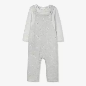 Комбинезон из органического хлопка с длинными рукавами и зебровым принтом 0–24 месяца The Little White Company, серый