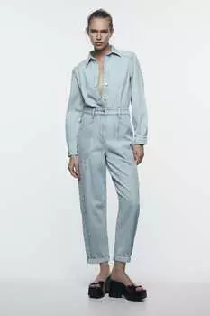 Комбинезон из прямого денима z1975 ZARA, серый