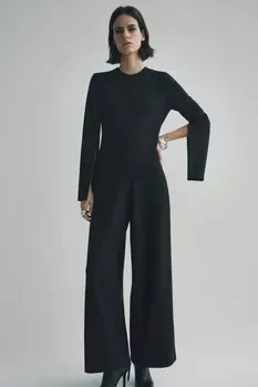 Комбинезон из разрезного крепа ZARA, черный