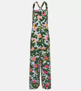 Комбинезон из смесового хлопка с цветочным принтом Oscar De La Renta, мультиколор