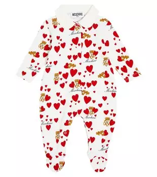 Комбинезон из смесового хлопка с детским принтом Moschino Kids, мультиколор
